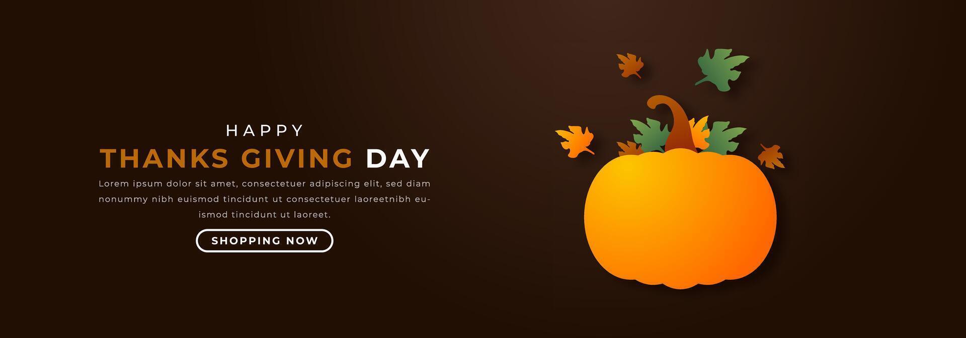 Happy Thanks Giving Day Paper cut style Vector Design Illustration for Background, Poster, Banner, Advertising, Greeting Card