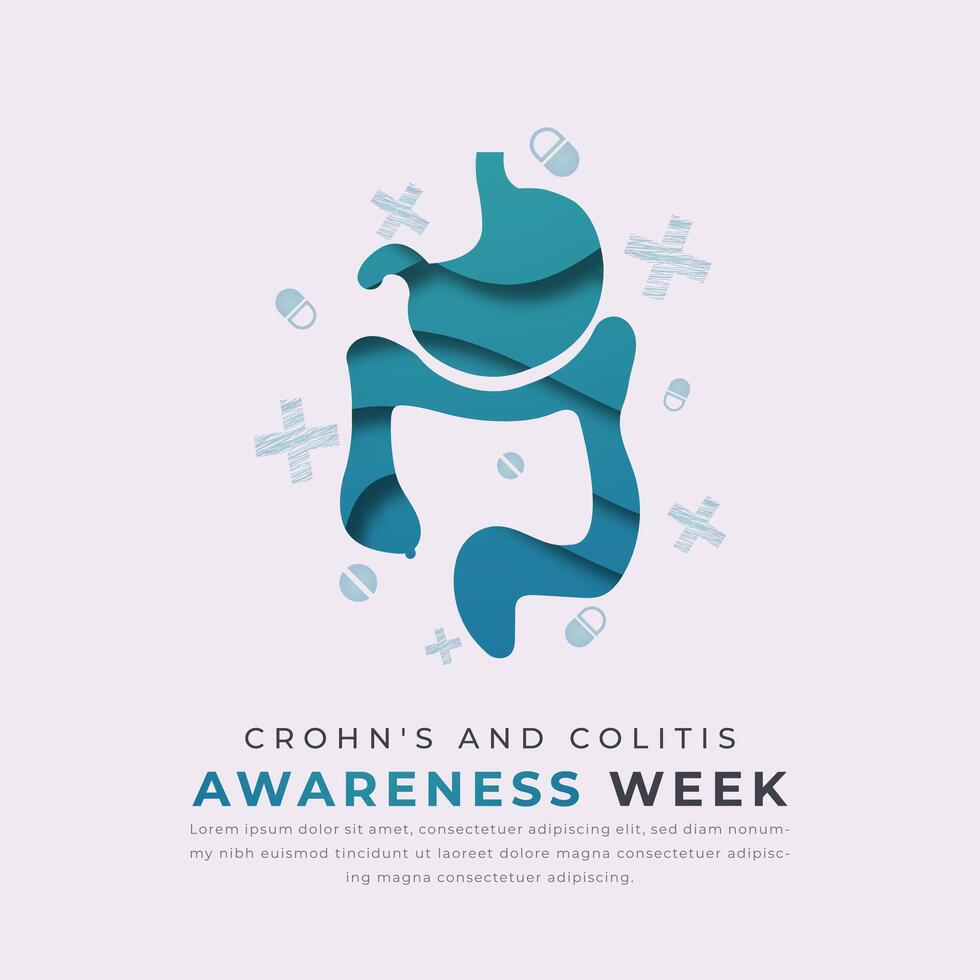 Crohn's and Colitis Awareness Week Paper cut style Vector Design Illustration for Background, Poster, Banner, Advertising, Greeting Card