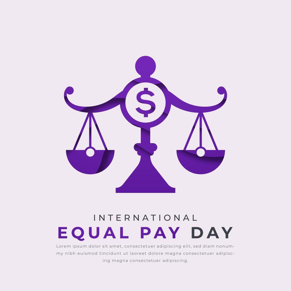 International Equal Pay Day Paper cut style Vector Design Illustration for Background, Poster, Banner, Advertising, Greeting Card