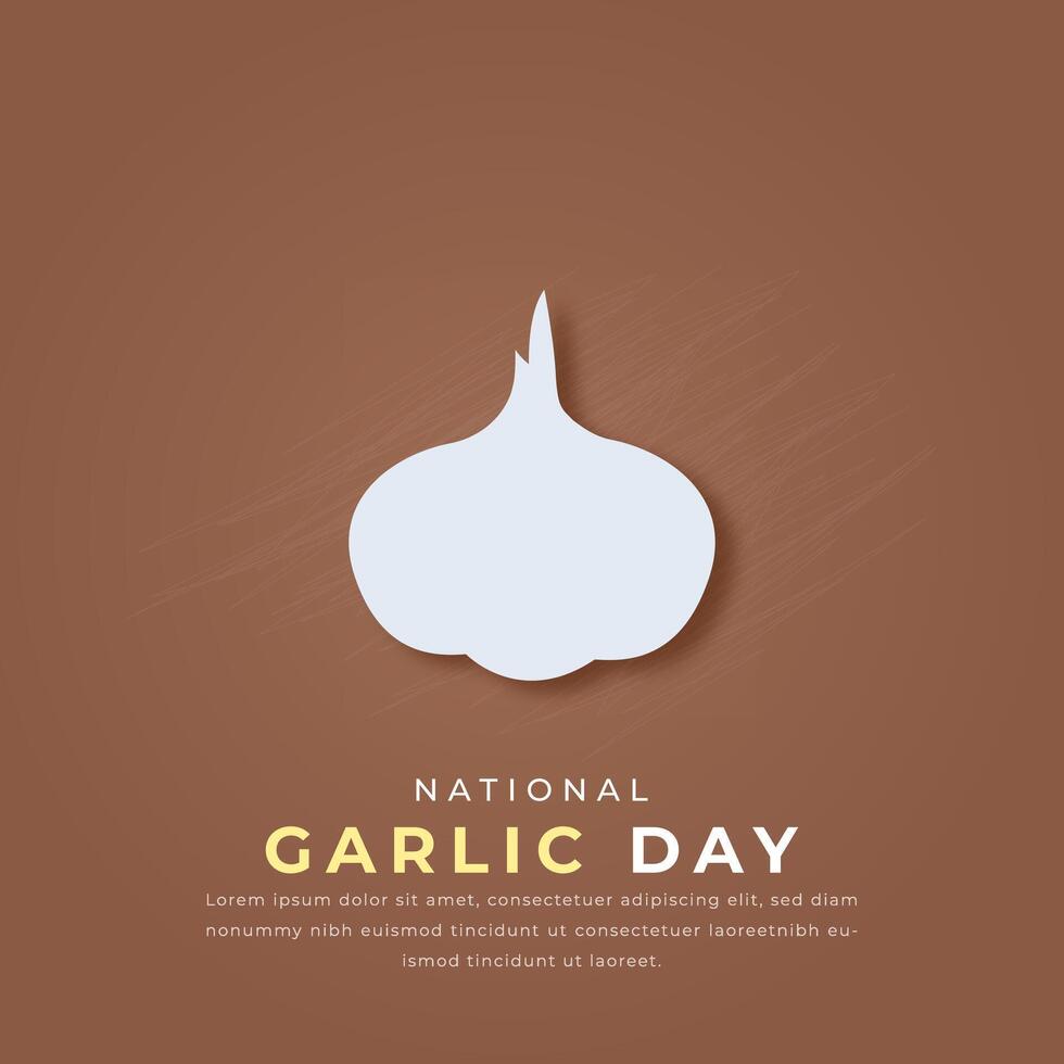 National Garlic Day Paper cut style Vector Design Illustration for Background, Poster, Banner, Advertising, Greeting Card