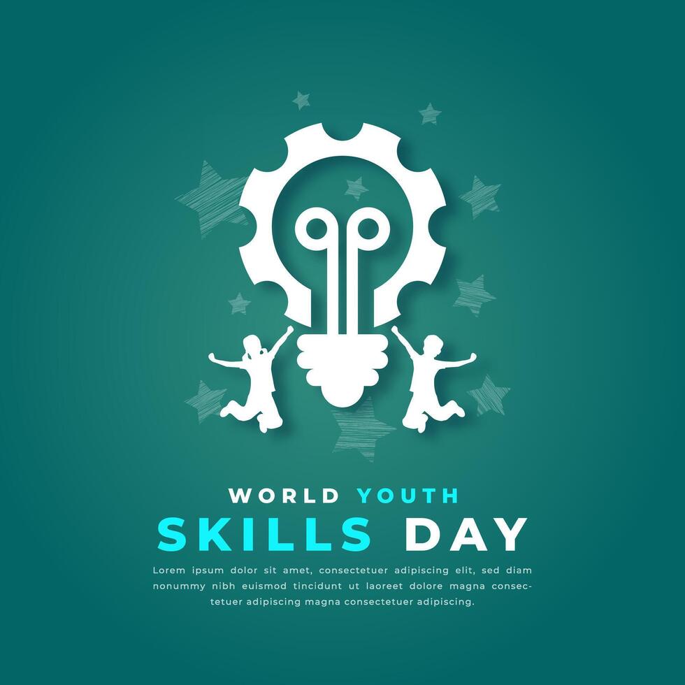 World Youth Skills Day Paper cut style Vector Design Illustration for Background, Poster, Banner, Advertising, Greeting Card