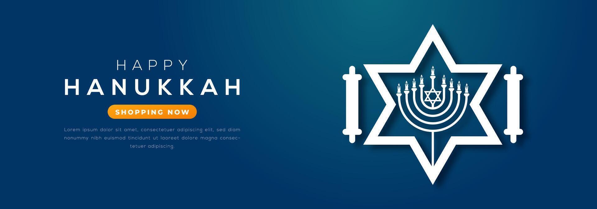 Happy Hanukkah Love and Light Paper cut style Vector Design Illustration for Background, Poster, Banner, Advertising, Greeting Card
