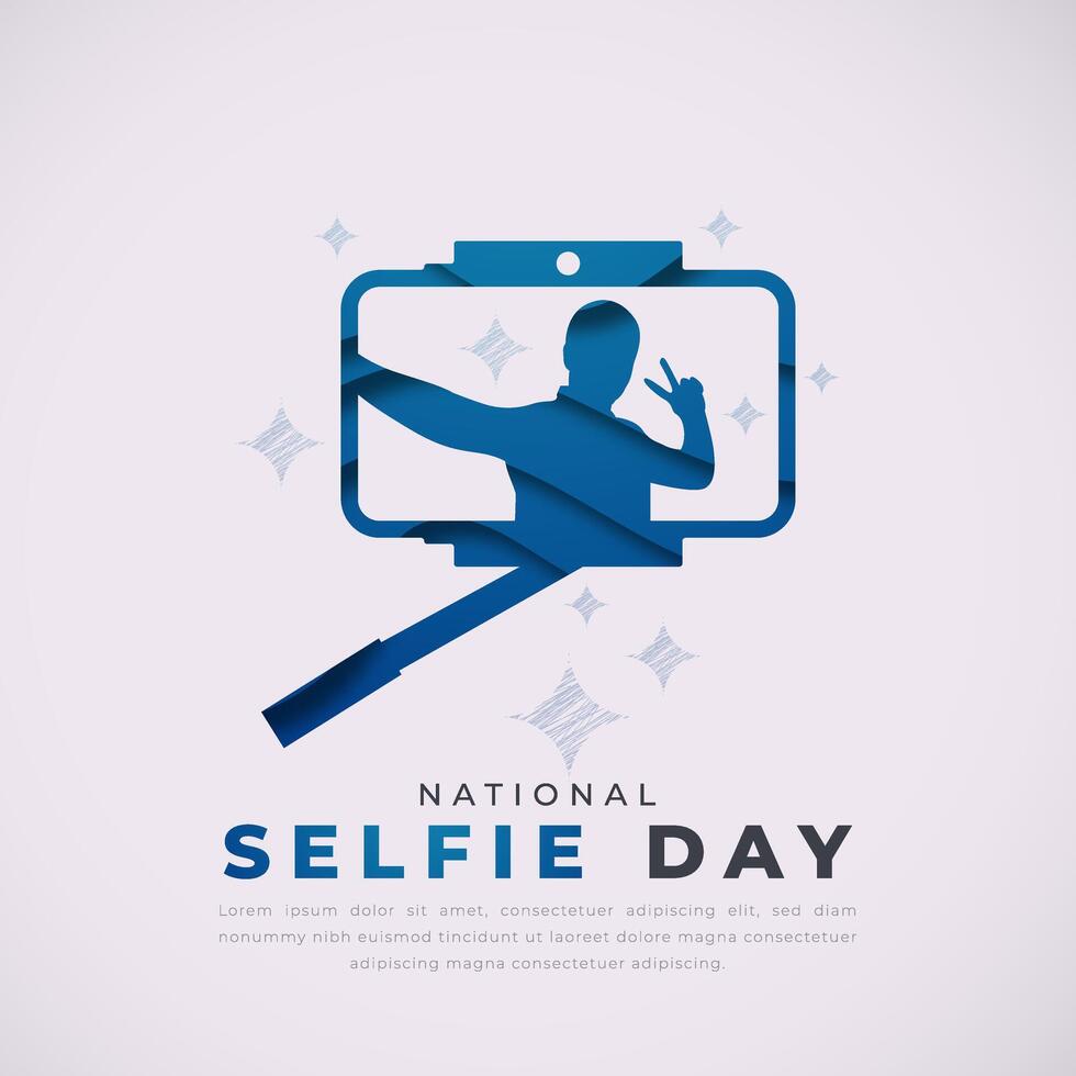 National Selfie Day Paper cut style Vector Design Illustration for Background, Poster, Banner, Advertising, Greeting Card