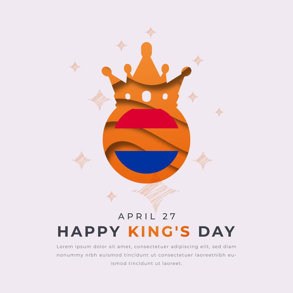Happy King's Day Paper cut style Vector Design Illustration for Background, Poster, Banner, Advertising, Greeting Card