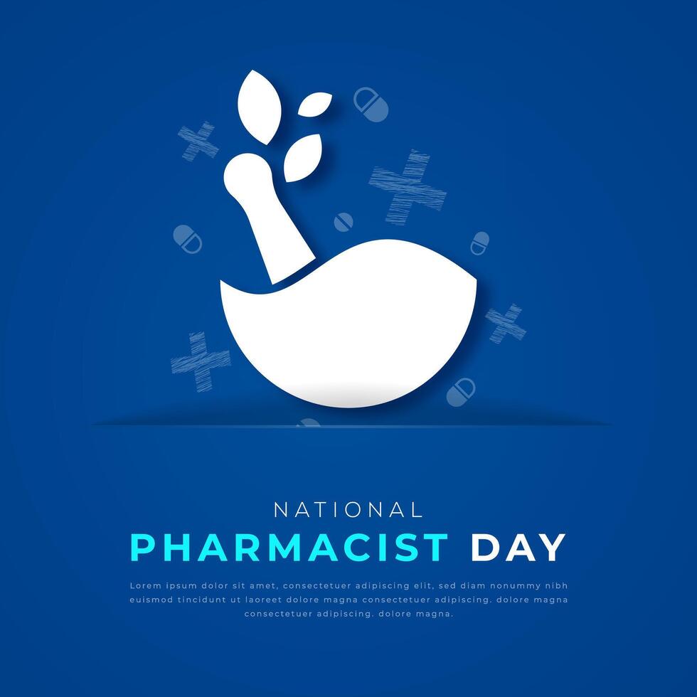 National Pharmacist Day Paper cut style Vector Design Illustration for Background, Poster, Banner, Advertising, Greeting Card