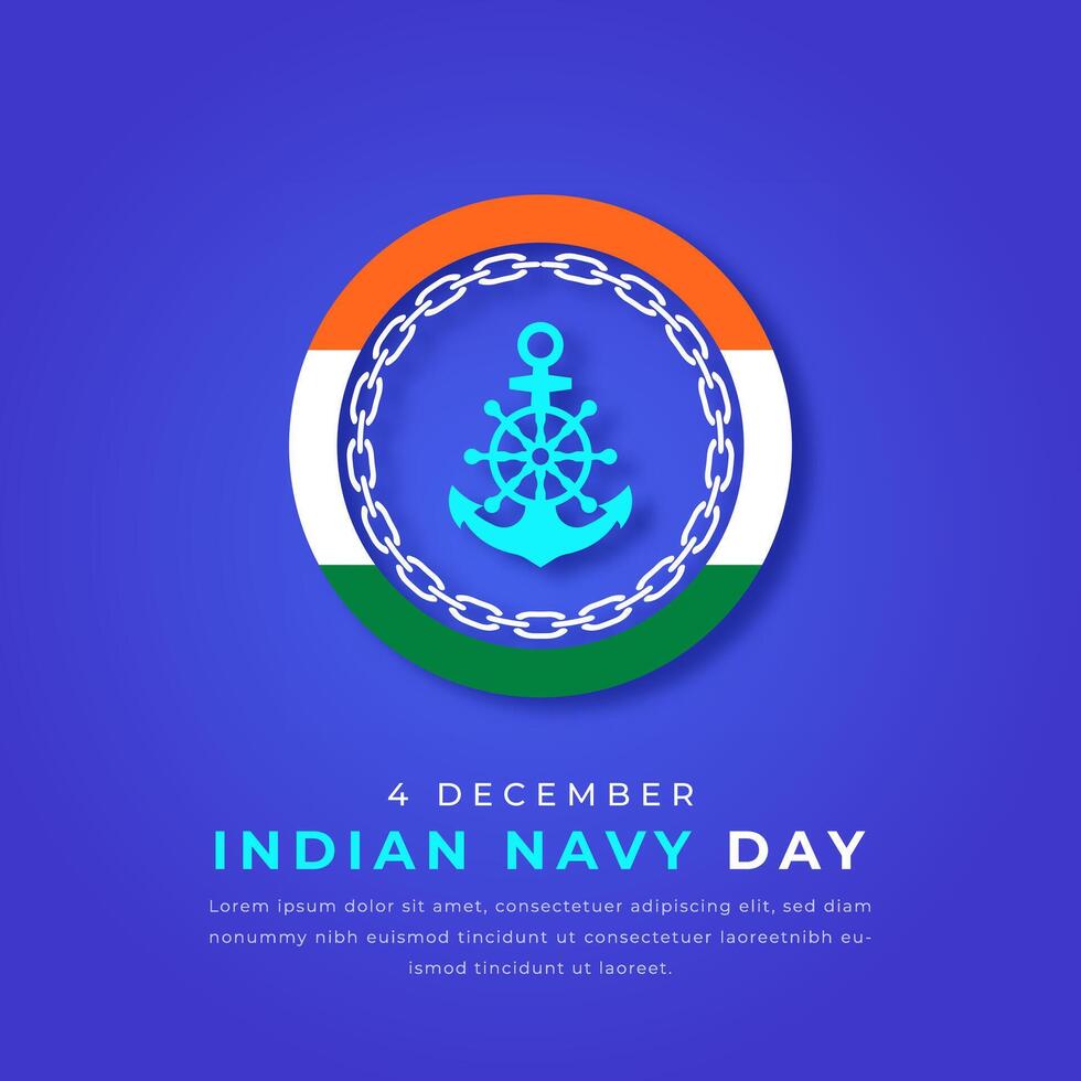 Indian Navy Day Paper cut style Vector Design Illustration for Background, Poster, Banner, Advertising, Greeting Card