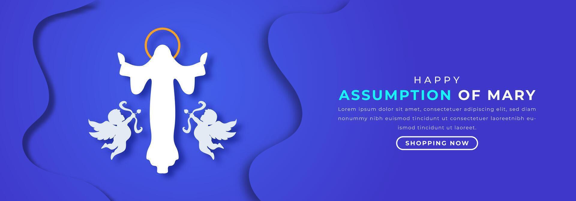 Assumption of Mary Paper cut style Vector Design Illustration for Background, Poster, Banner, Advertising, Greeting Card