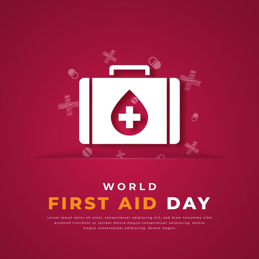 World First Aid Day Paper cut style Vector Design Illustration for Background, Poster, Banner, Advertising, Greeting Card