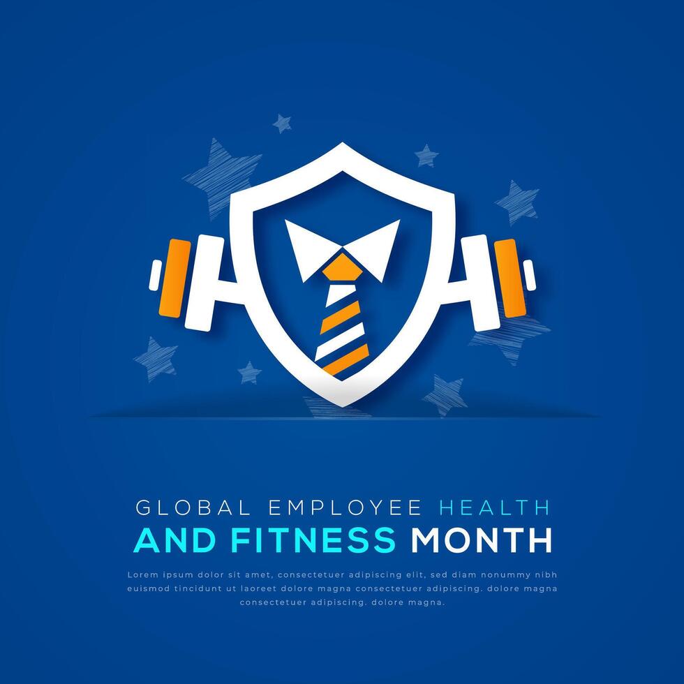 Global Employee Health and Fitness Month Paper cut style Vector Design Illustration for Background, Poster, Banner, Advertising, Greeting Card