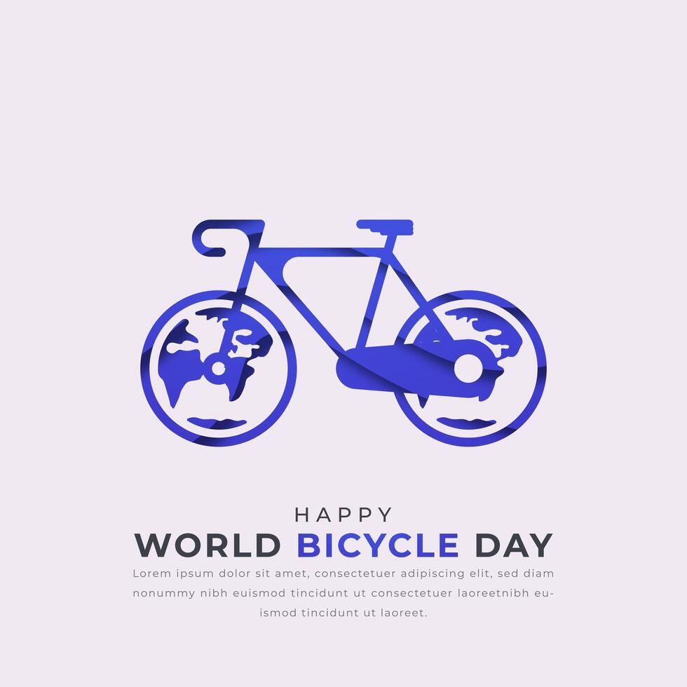 World Bicycle Day Paper cut style Vector Design Illustration for Background, Poster, Banner, Advertising, Greeting Card