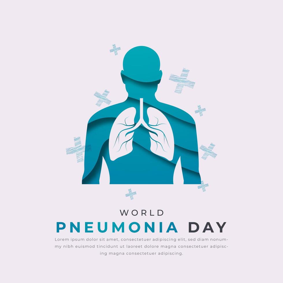 World Pneumonia Day Paper cut style Vector Design Illustration for Background, Poster, Banner, Advertising, Greeting Card