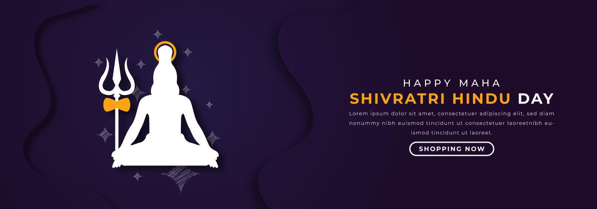 Happy Maha Shivratri Hindu Day Paper cut style Vector Design Illustration for Background, Poster, Banner, Advertising, Greeting Card