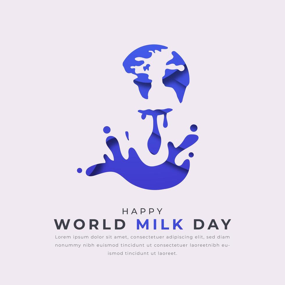 World Milk Day Paper cut style Vector Design Illustration for Background, Poster, Banner, Advertising, Greeting Card