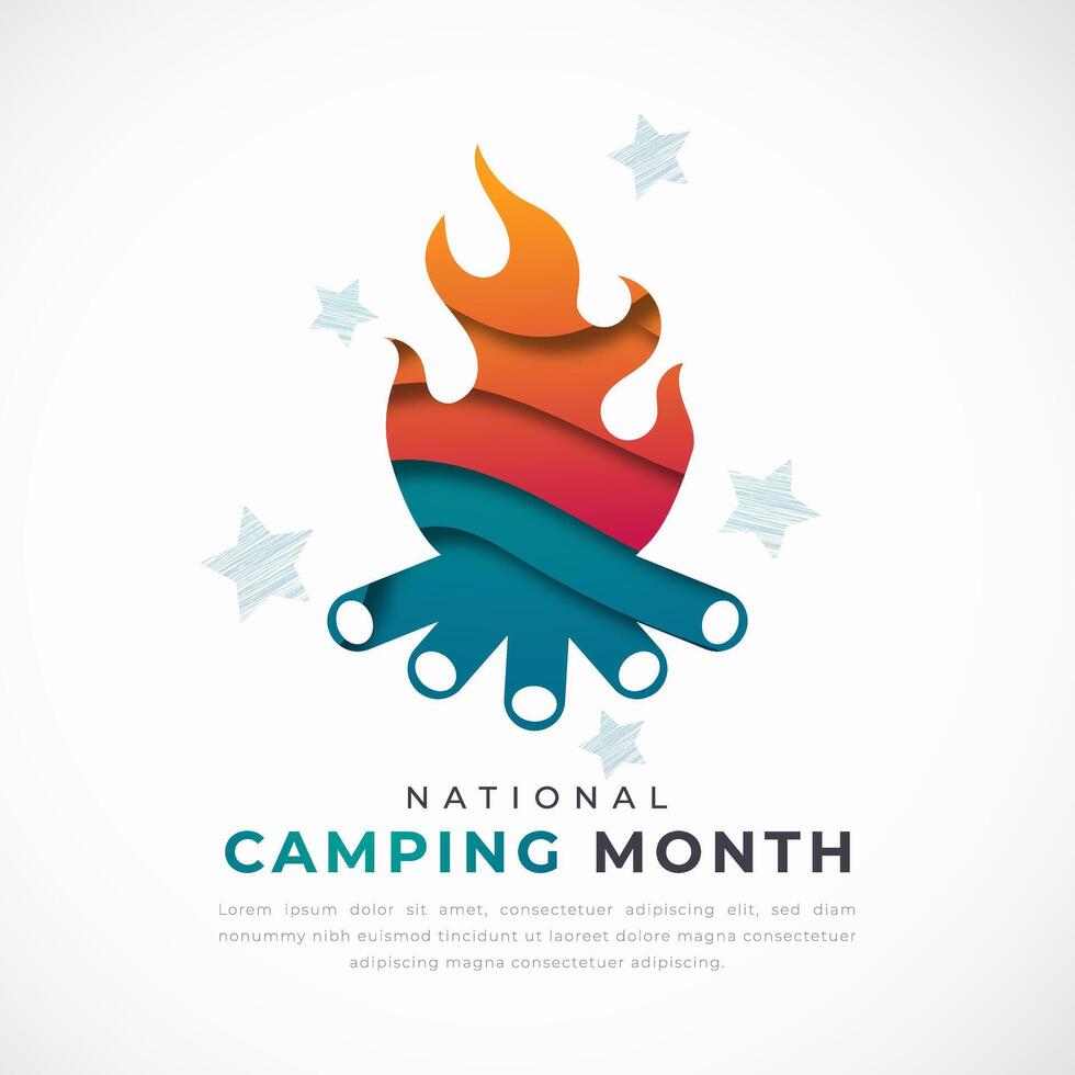 National Camping Month Paper cut style Vector Design Illustration for Background, Poster, Banner, Advertising, Greeting Card