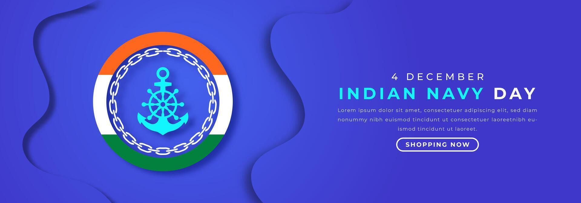 Indian Navy Day Paper cut style Vector Design Illustration for Background, Poster, Banner, Advertising, Greeting Card