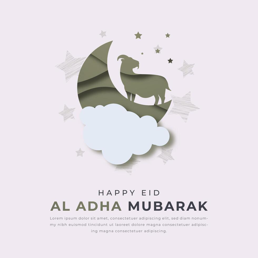 Eid Al Adha Mubarak Paper cut style Vector Design Illustration for Background, Poster, Banner, Advertising, Greeting Card
