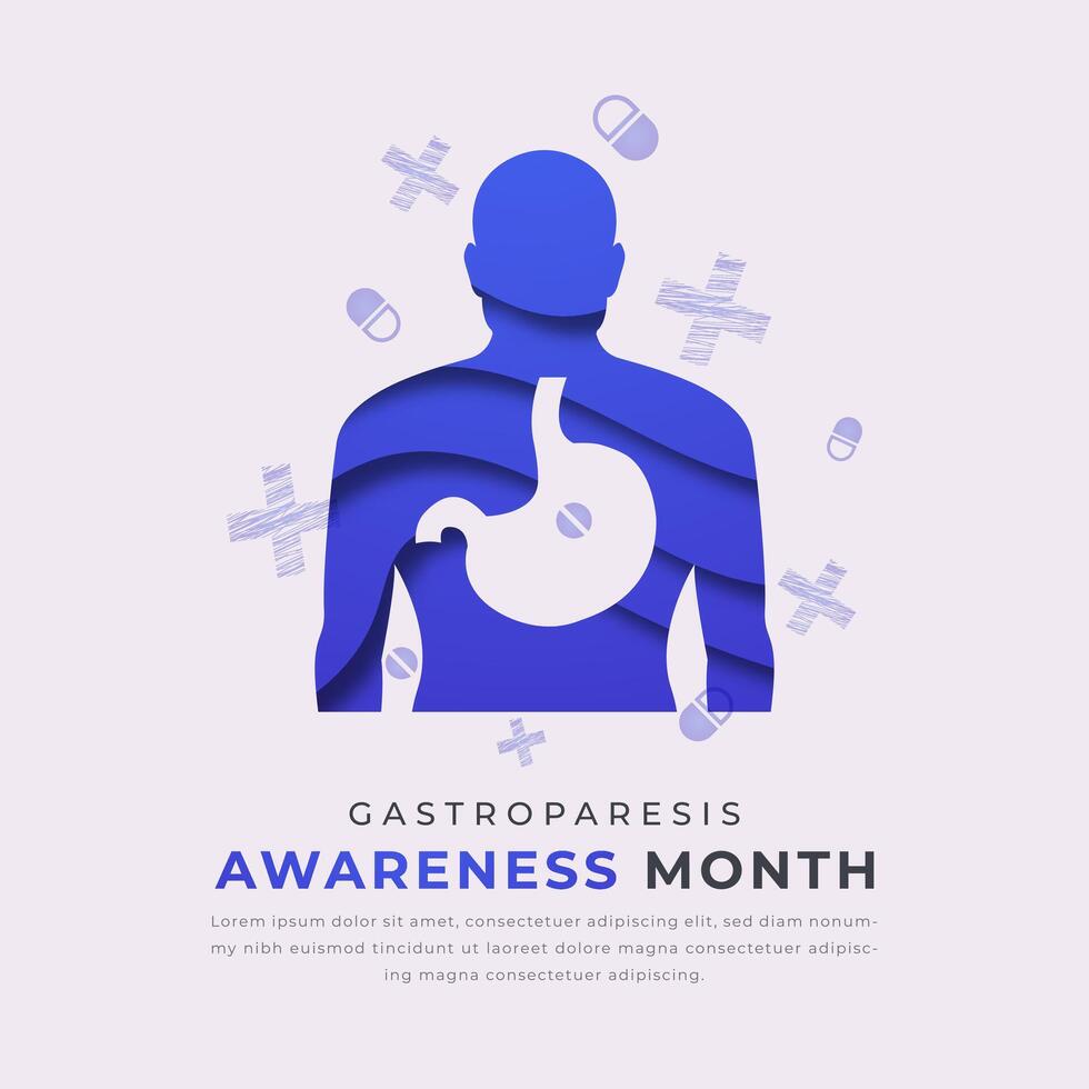 Gastroparesis Awareness Month Paper cut style Vector Design Illustration for Background, Poster, Banner, Advertising, Greeting Card