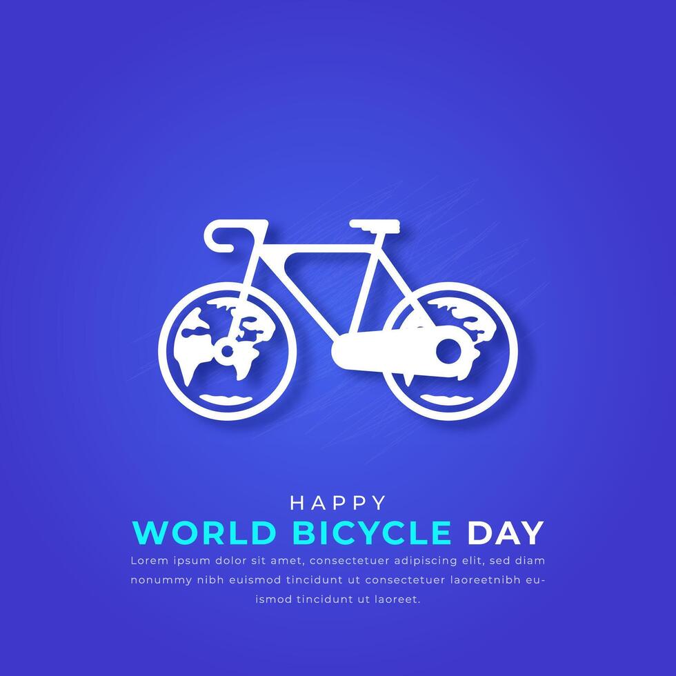 World Bicycle Day Paper cut style Vector Design Illustration for Background, Poster, Banner, Advertising, Greeting Card