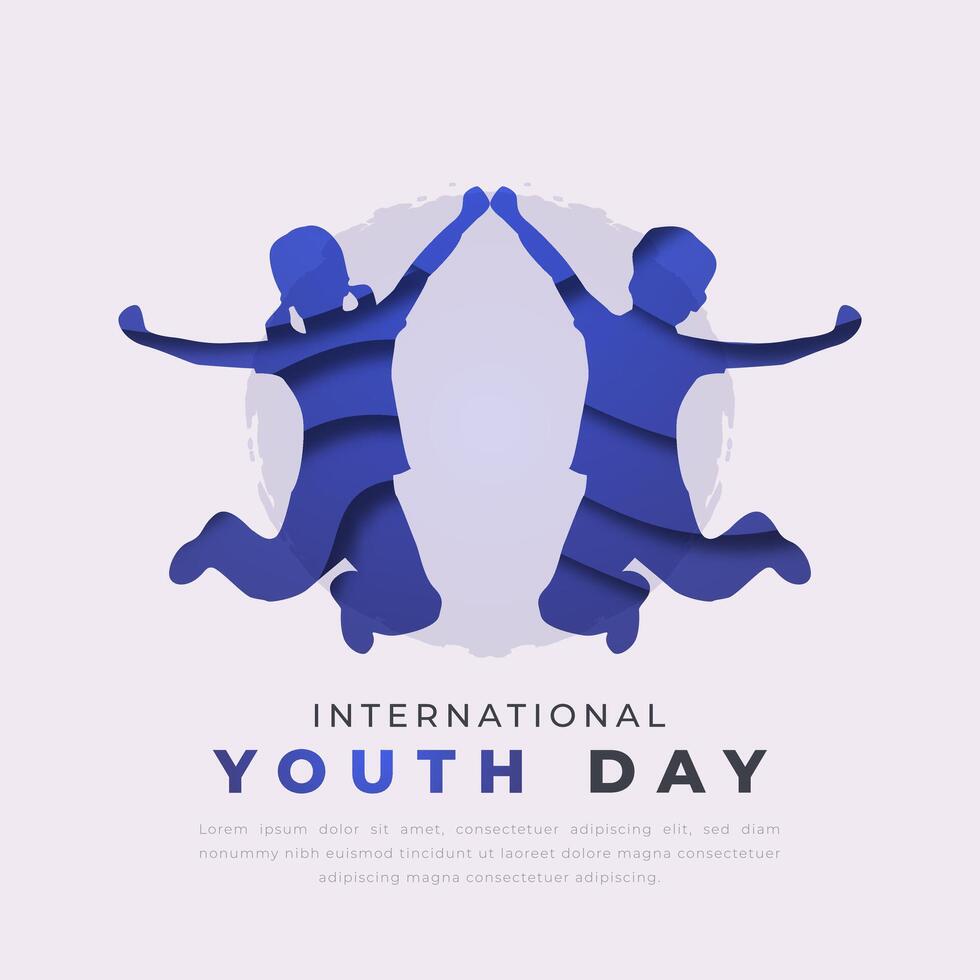 International Youth Day Paper cut style Vector Design Illustration for Background, Poster, Banner, Advertising, Greeting Card