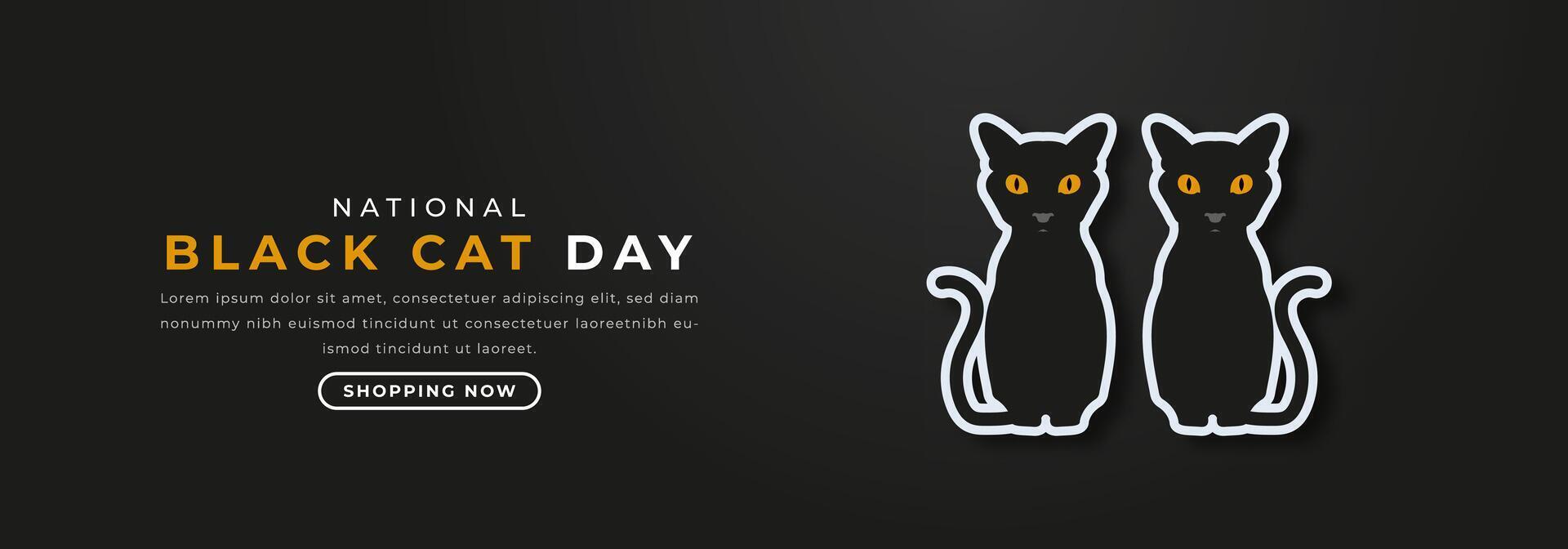 nacional negro gato día papel cortar estilo vector diseño ilustración para fondo, póster, bandera, publicidad, saludo tarjeta