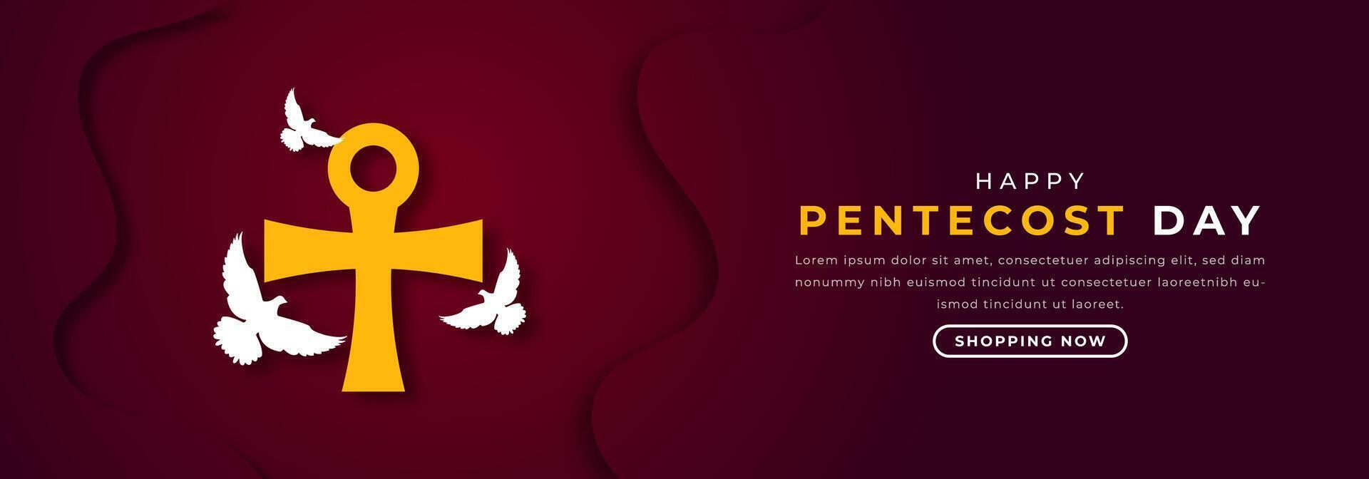 contento Pentecostés día papel cortar estilo vector diseño ilustración para fondo, póster, bandera, publicidad, saludo tarjeta