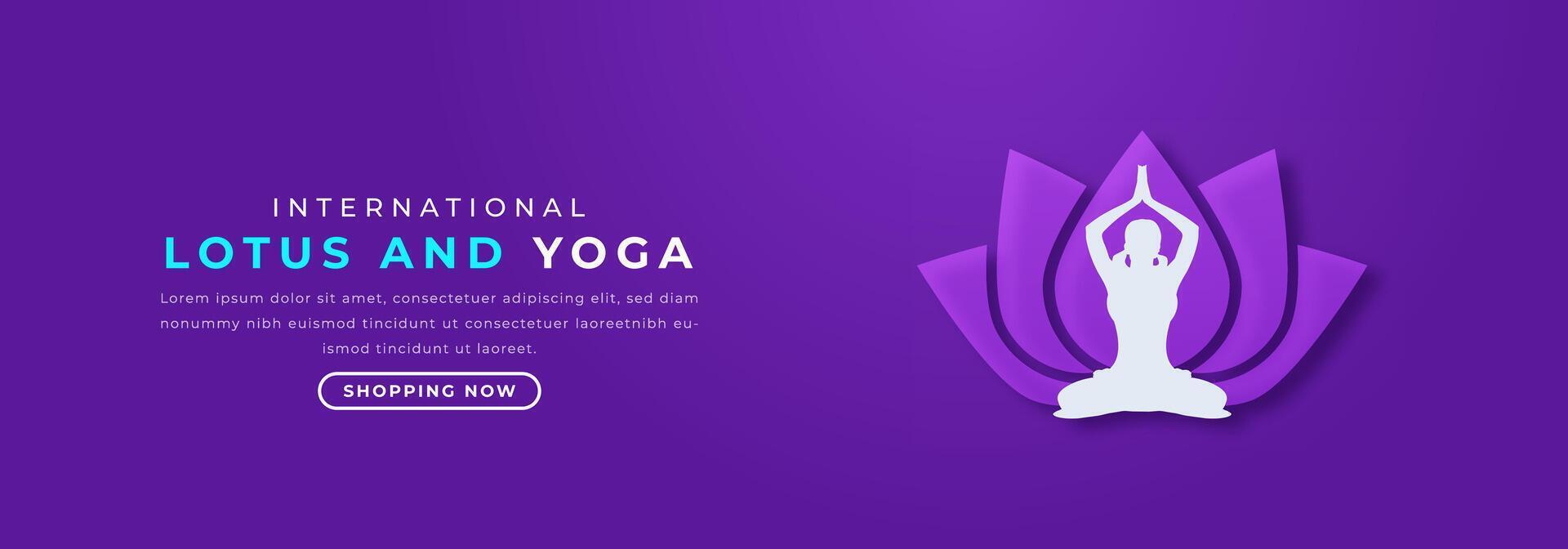 loto y yoga internacional día papel cortar estilo vector diseño ilustración para fondo, póster, bandera, publicidad, saludo tarjeta