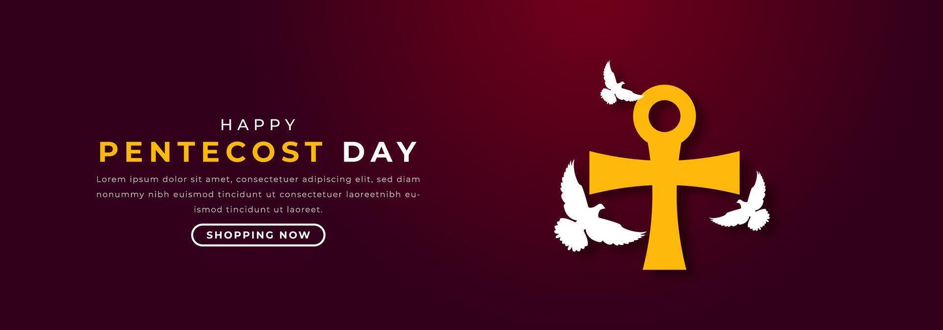 Happy Pentecost Day Paper cut style Vector Design Illustration for Background, Poster, Banner, Advertising, Greeting Card