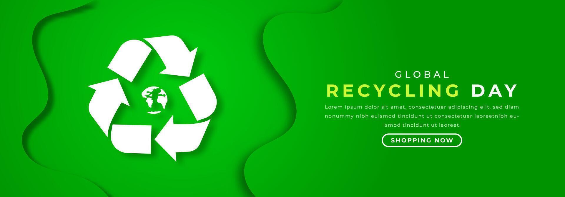 global reciclaje día papel cortar estilo vector diseño ilustración para fondo, póster, bandera, publicidad, saludo tarjeta