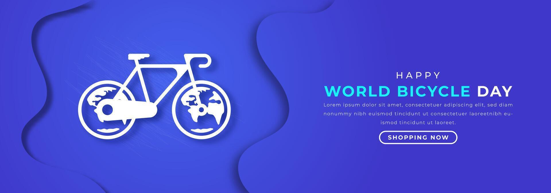 World Bicycle Day Paper cut style Vector Design Illustration for Background, Poster, Banner, Advertising, Greeting Card