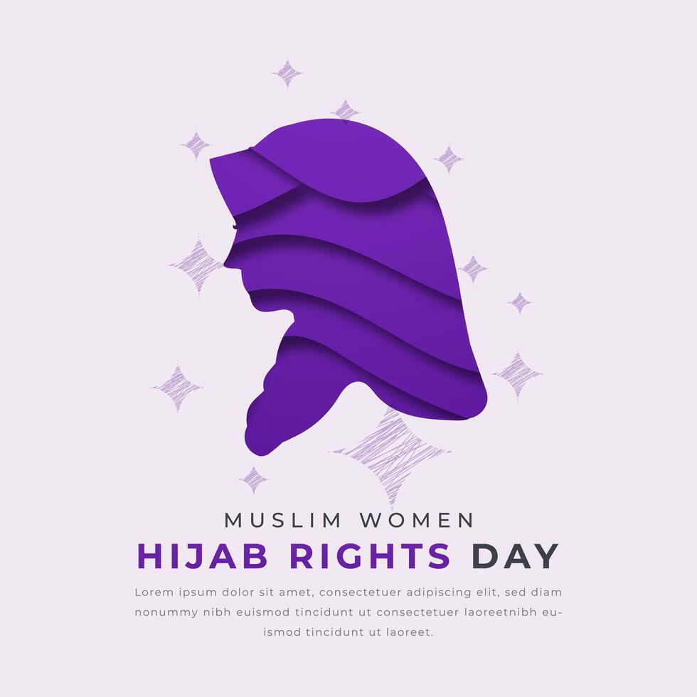 hijab derechos día papel cortar estilo vector diseño ilustración para fondo, póster, bandera, publicidad, saludo tarjeta