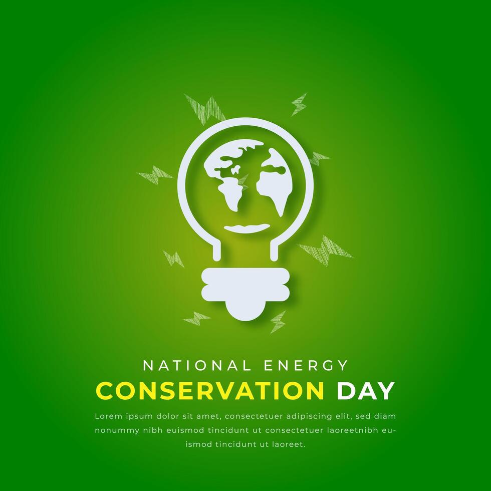 National Energy Conservation Day Paper cut style Vector Design Illustration for Background, Poster, Banner, Advertising, Greeting Card