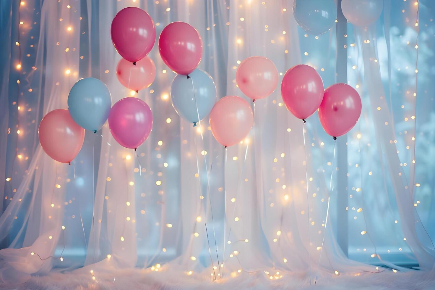 AI generated Burst of Colors Festive Balloon Party Background photo
