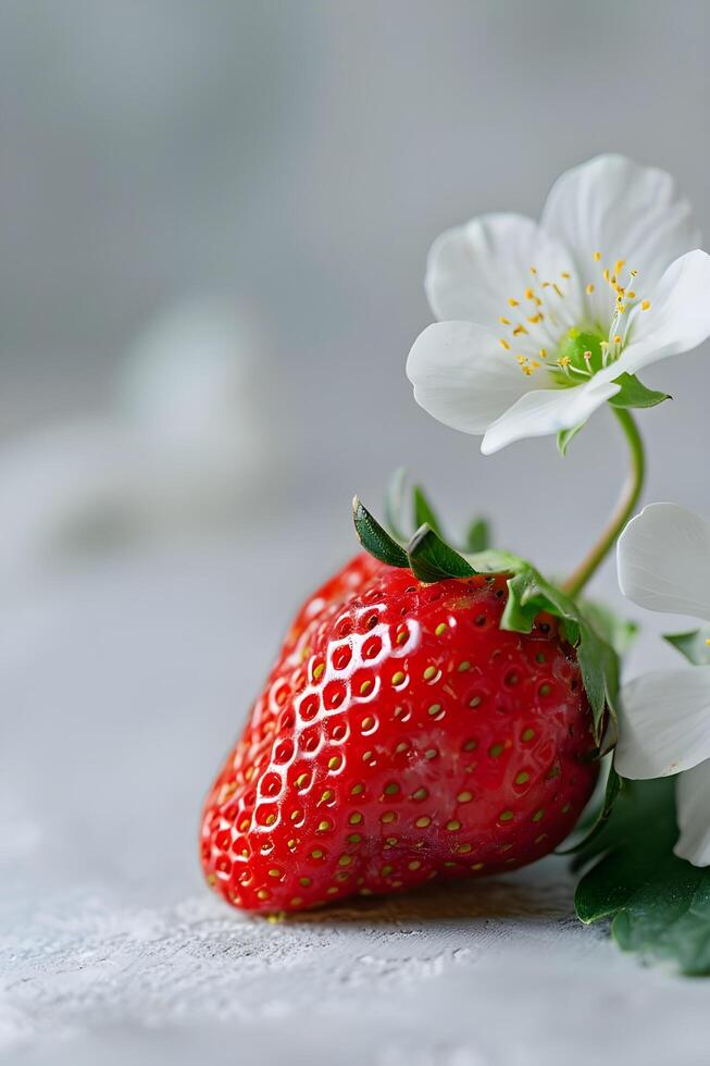 AI generated Close-Up of a Single Strawberry photo