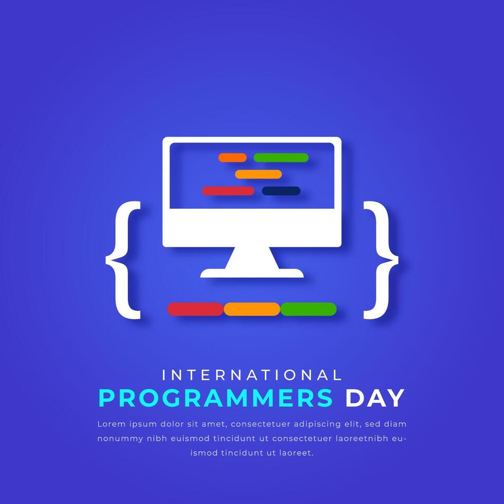 International Programmers Day Paper cut style Vector Design Illustration for Background, Poster, Banner, Advertising, Greeting Card