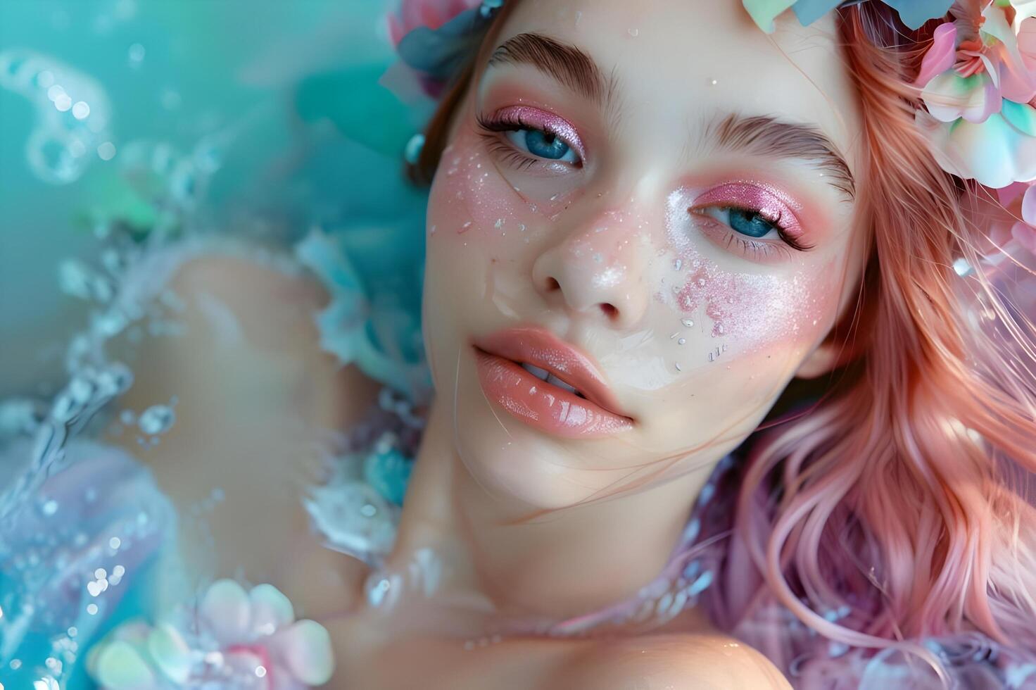 AI generated Enchanting Allure Captivating Mermaid Vibes in a Beauty Banner photo