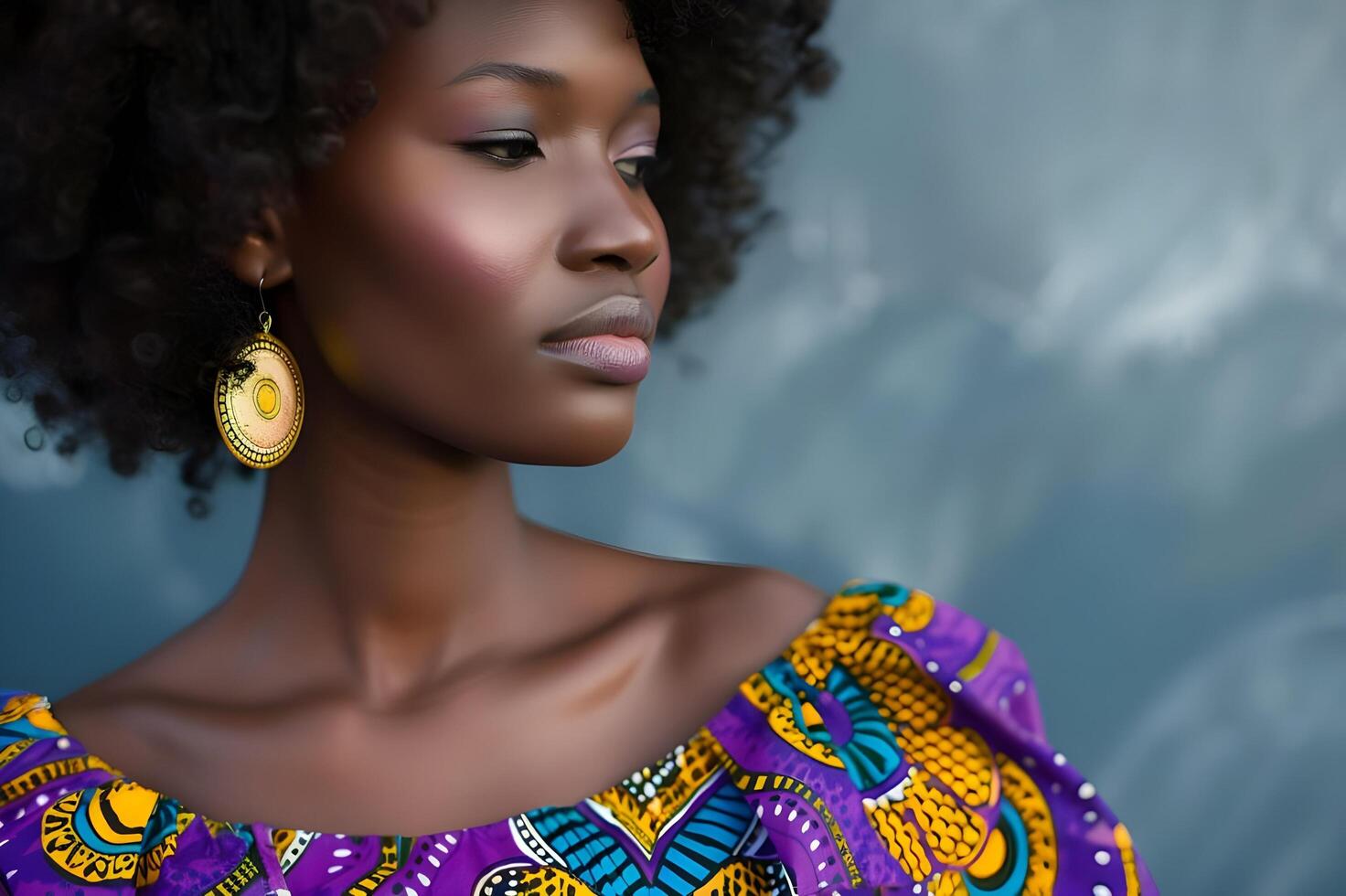 AI generated Afro Chic Elegance Beautiful Woman in Ankara Pattern Fashion photo