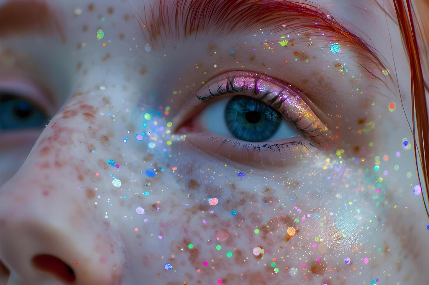 AI generated Freckled Radiance Natural Beauty Close-Up photo