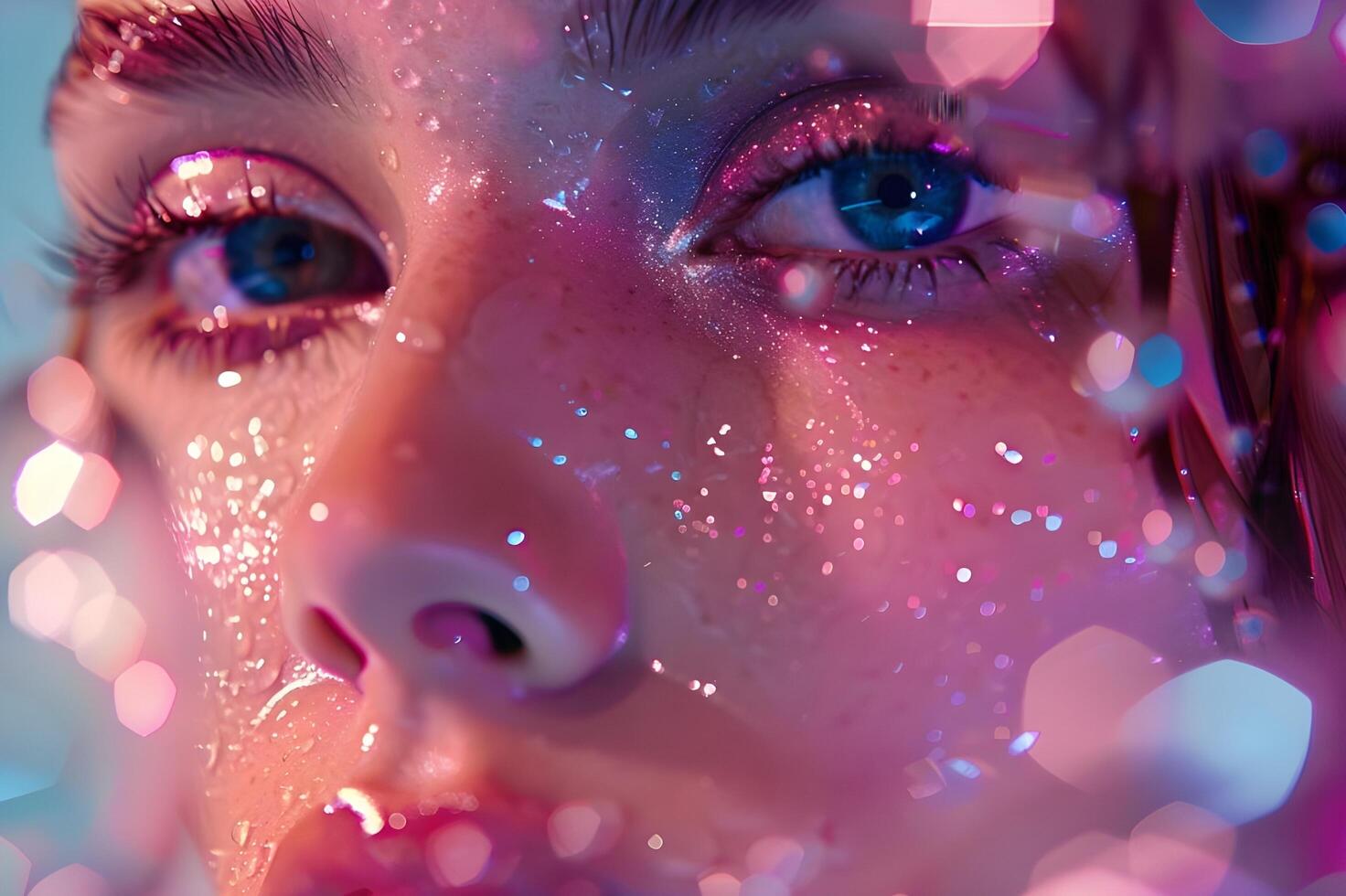 AI generated Aquatic Glow Model's Close-Up Underwater in Pink photo