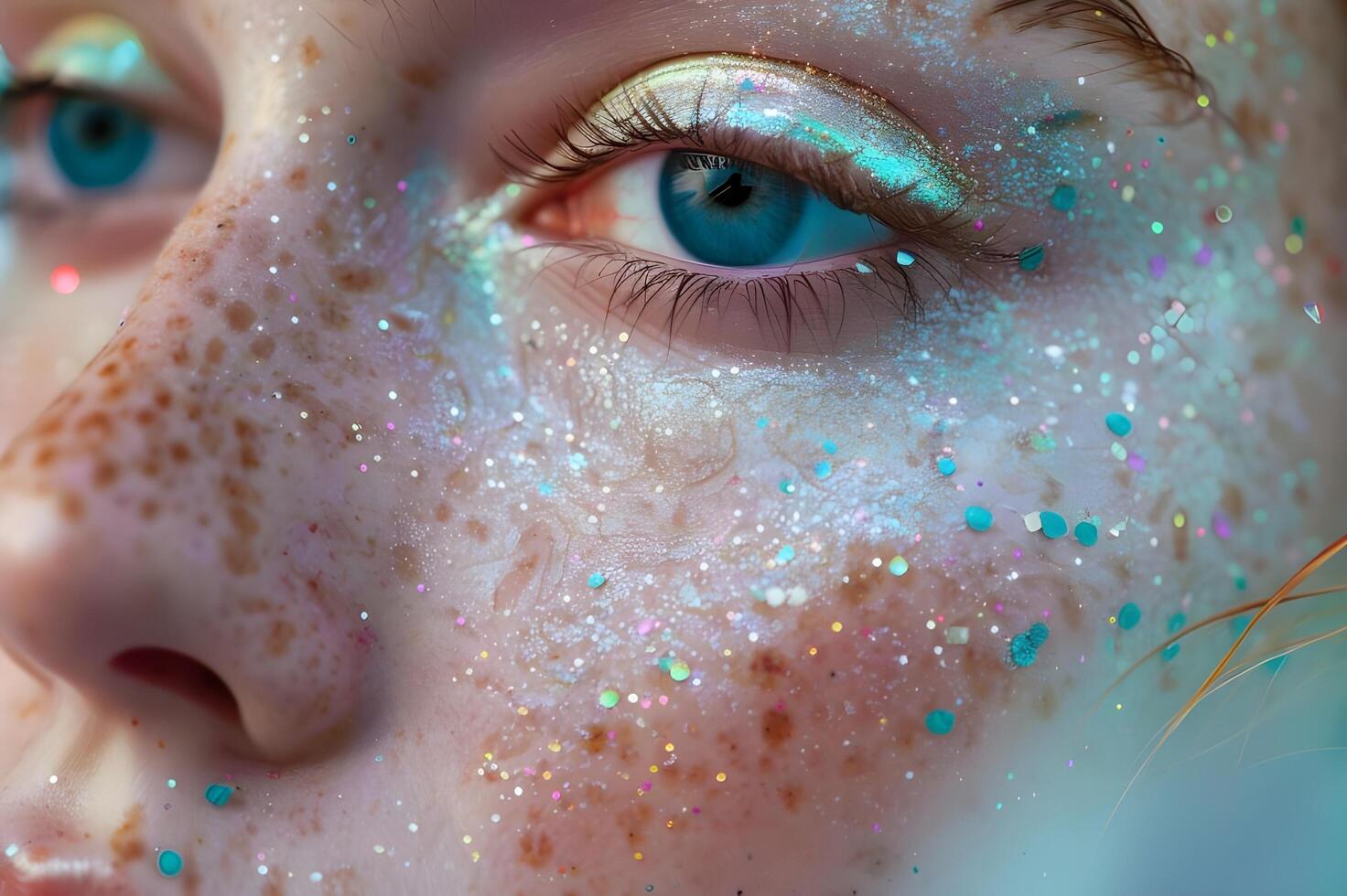 AI generated Freckled Radiance Natural Beauty Close-Up photo