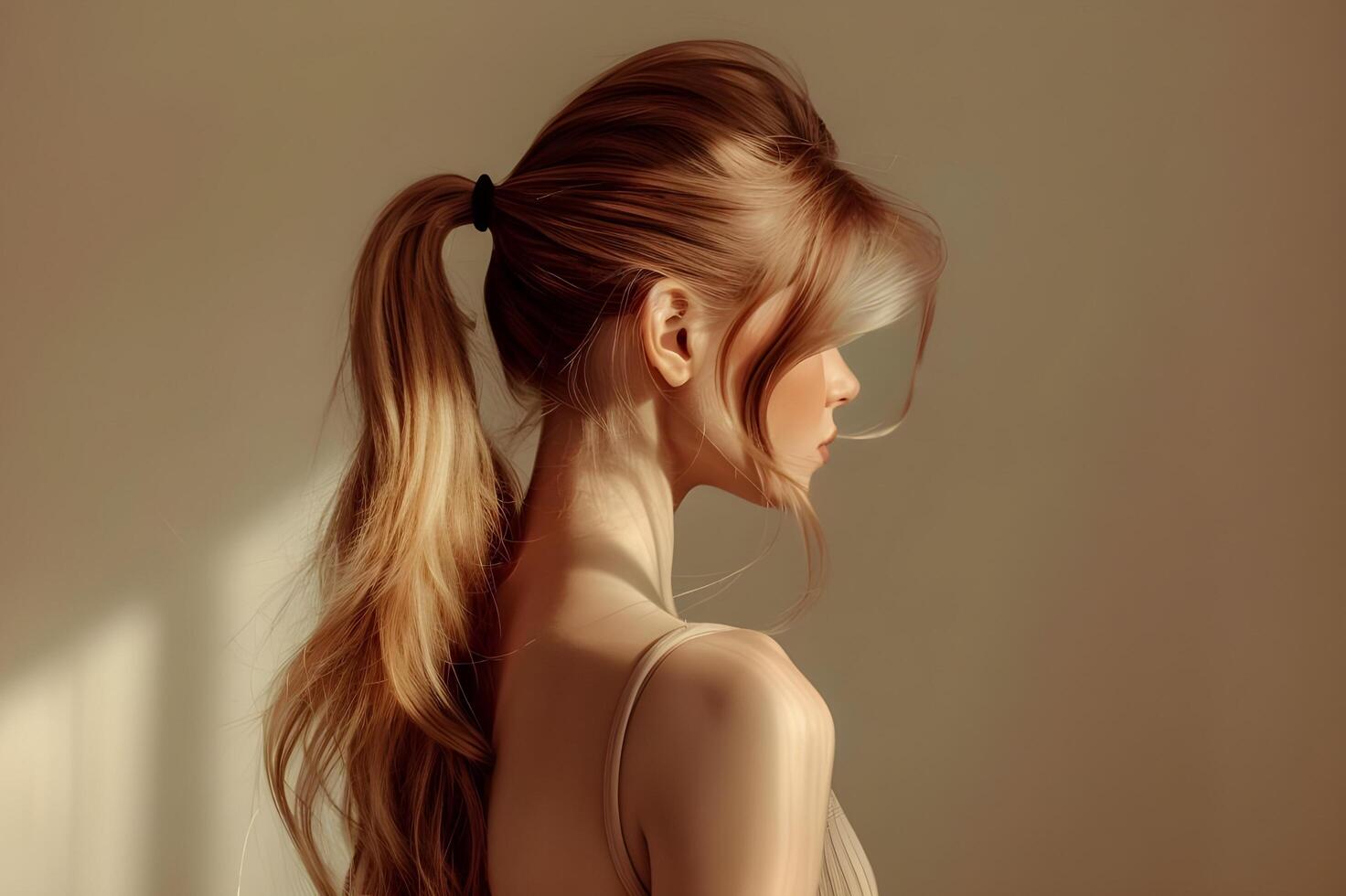 AI generated Beautiful Woman with Timeless Ponytail photo