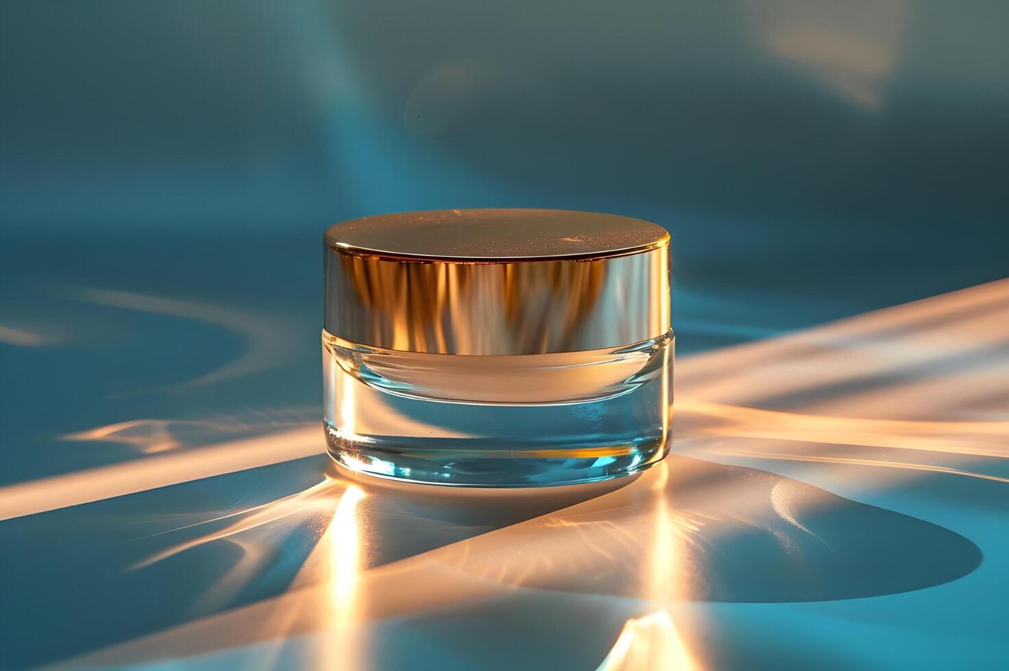 AI generated Golden-Lidded Jar with Hydrating Facial Cream photo