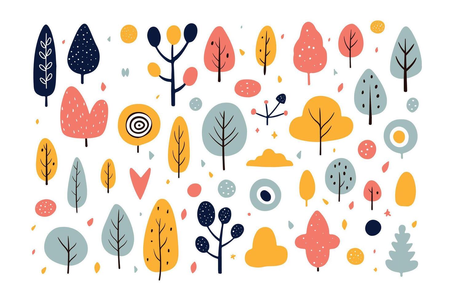 Colorful organic shapes and elements in hand drawn style vector illustration