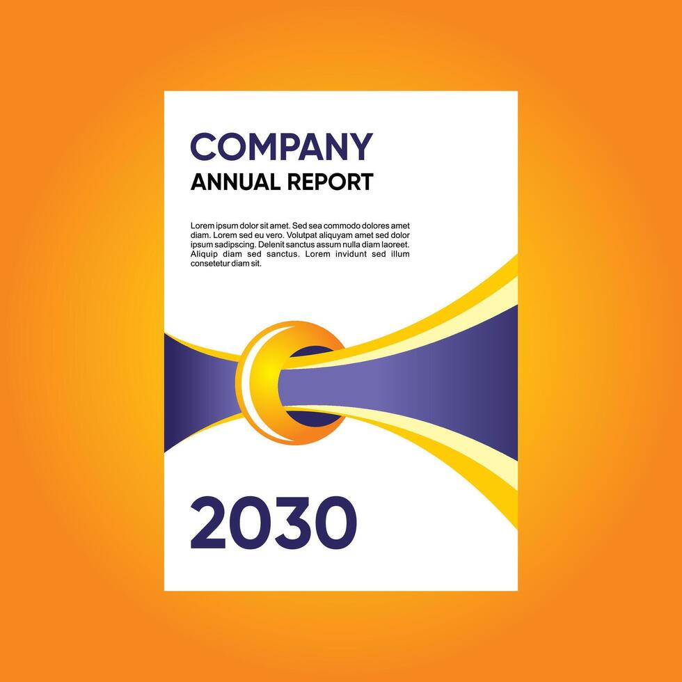 Purple and Orange Creative Annual Report 2030 vector