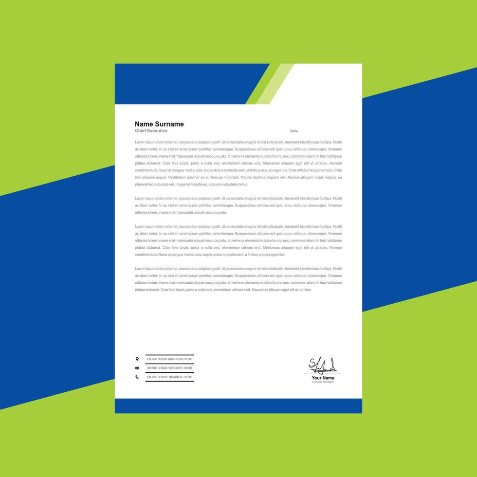 Minimal Business Letterhead with Green and Blue  Accents - sample Idea for design vector