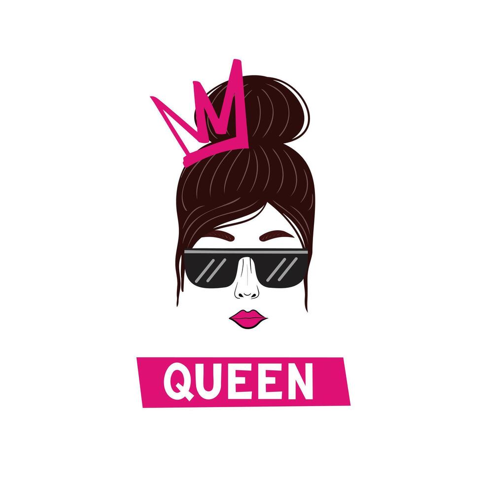 Queen girl with crown. Illustration for printing, backgrounds, covers and packaging. Image can be used for greeting cards, posters, stickers and textile. Isolated on white background. vector