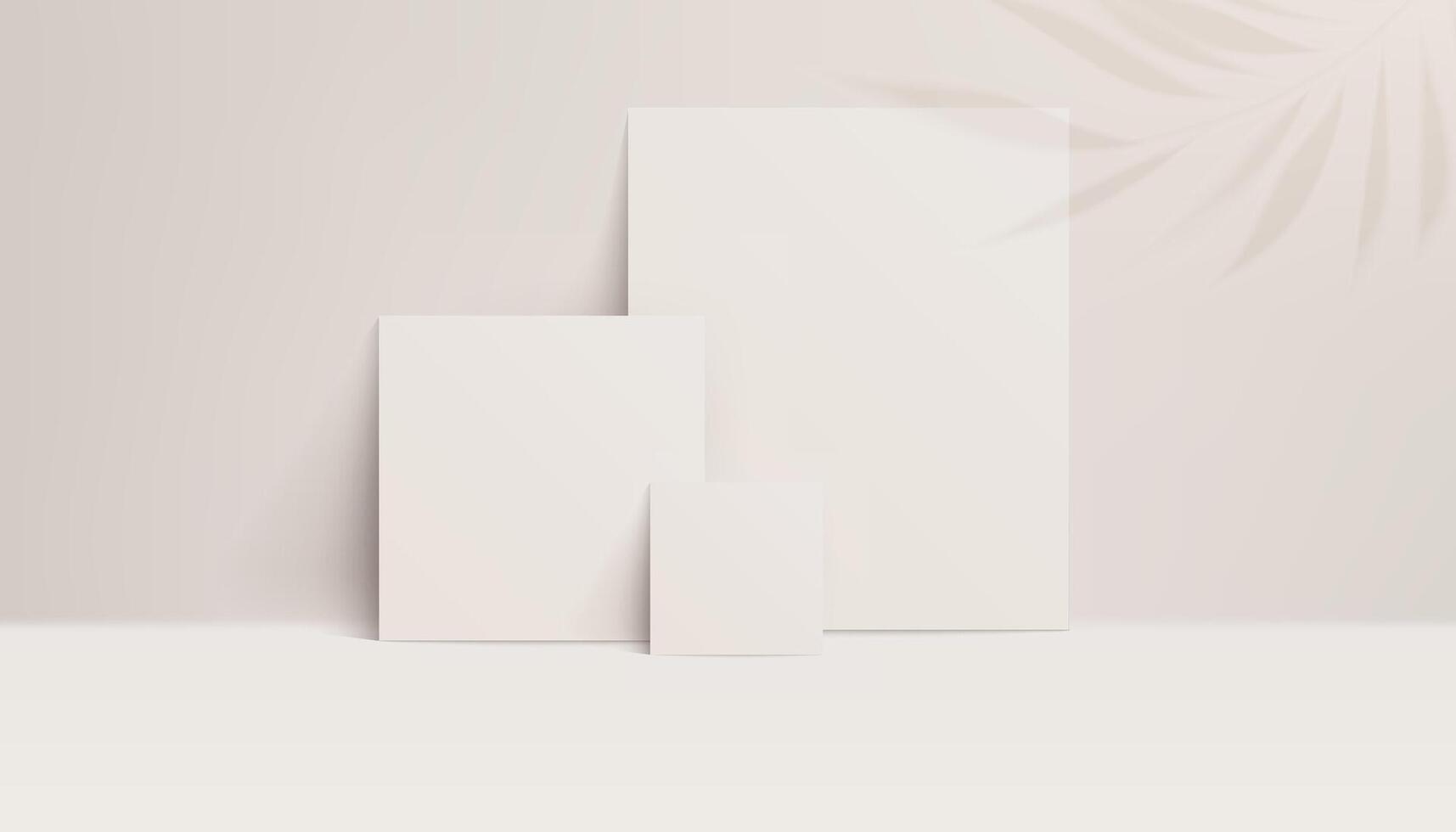 A square beige card mockup with shadow on the wall, offering an empty template for various designs. Ideal for presentations, invitations, or marketing materials. Realistic and modern. Not AI. vector