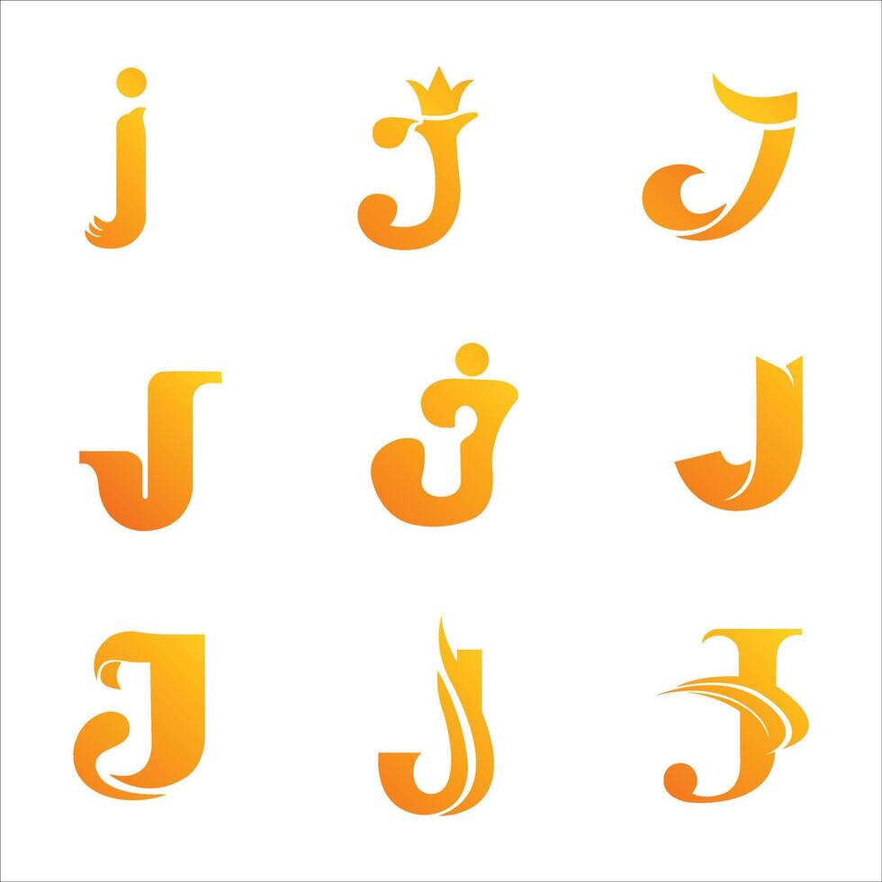colorful letter J logo design. Vector design element, with variety J logo gradient style element, business sign, logos, identity, vector illustrations.