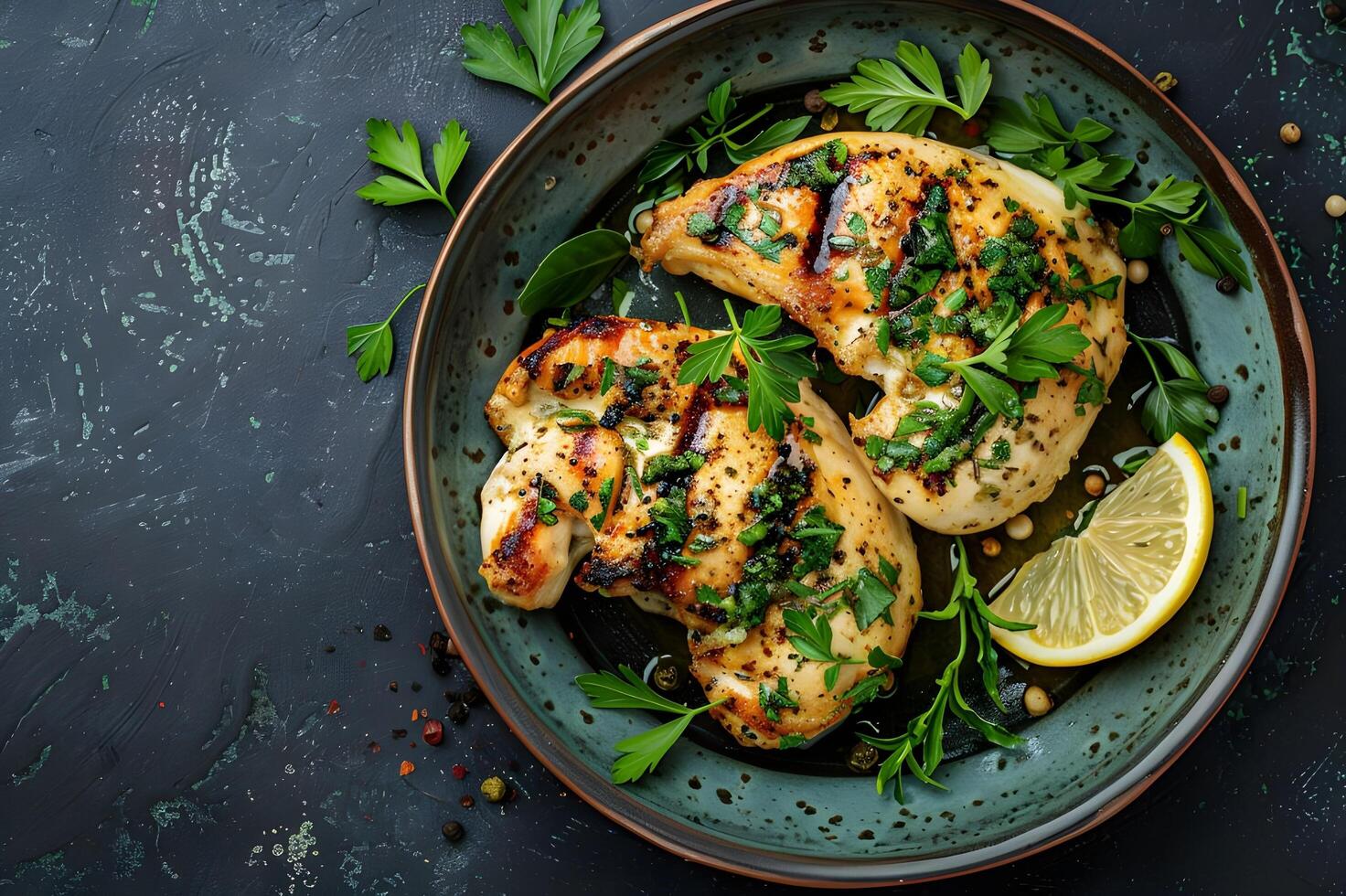 AI generated Lemon Herb Marinated Chicken Dish photo