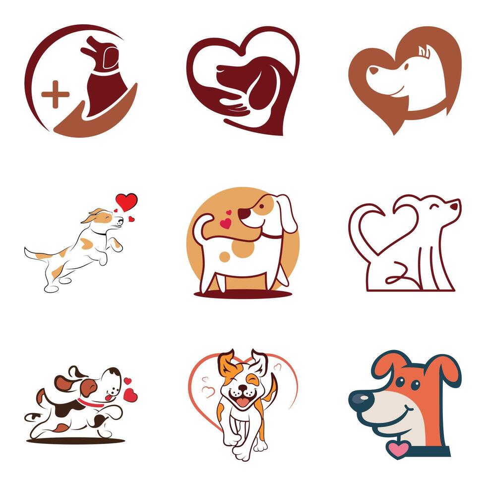 Set of vector dog logo and icons for dog