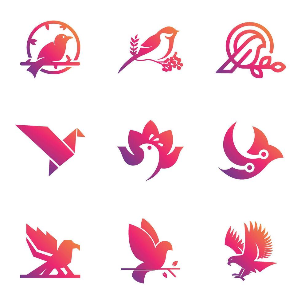 Bird logo, eagle and wing, airplane icon, logo template design, Bird technology logo vector design illustration. tech logo, bird and pixel tech concept design